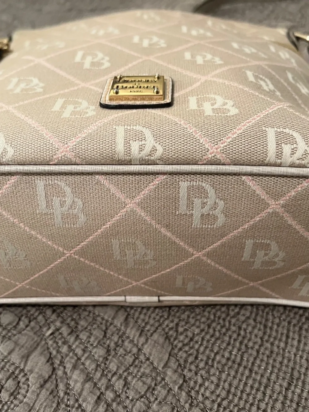 Dooney and Bourke Maxi Crossbody Canvas and Leather Cream Color